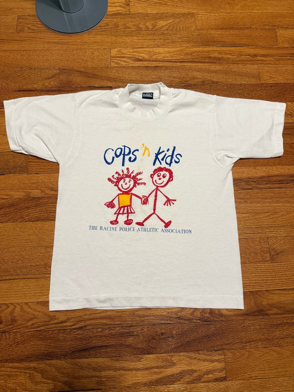 Vintage 90s Cops and Kids T-shirt, Racine Wisconsin Police (Youth Large)
